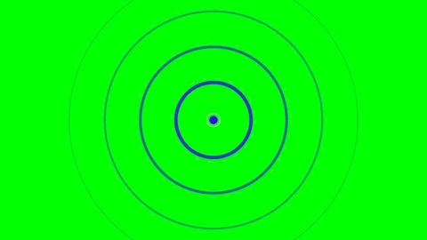 Concentric blue circles radiating outward on a vibrant green background scree Stock Footage 340265002