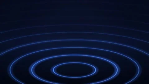 Concentric blue glowing rings pulsing seamless loop motion background Stock-Footage 343799399
