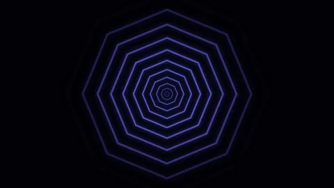 Concentric blue octagonal geometric lines forming an abstract tunnel effect Vídeos de archivo 338309929