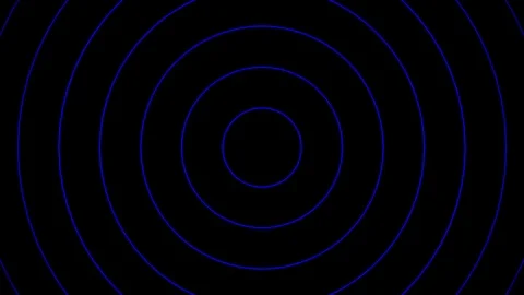 Concentric blue rings moving on the black background Stock Footage 82964616