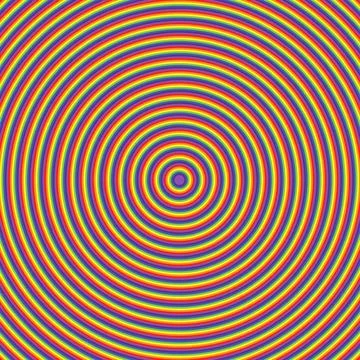Concentric bright colored circles perfect for a cheery optical illusion Foto stock
