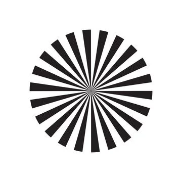 Concentric circle with contrasting black and white sunburst stripes radiating Stock Illustration