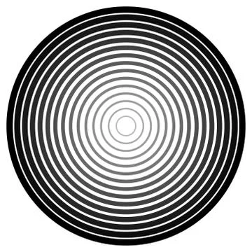 Concentric circle element. Black and white color ring. Abstract vector illust Illustrazione stock