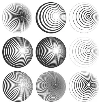 Concentric Circle Elements / Backgrounds. Abstract circle pattern. Stock Illustration