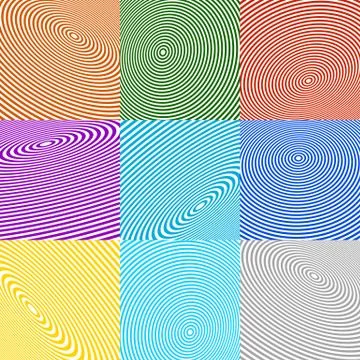 Concentric circle elements. Radiating, radial circles. Stock Illustration