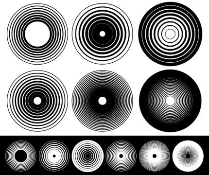 Concentric circle elements. Set of 6 variation. イラスト素材