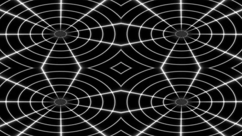 Concentric circle elements turning on black. Black and white shadows rings. Circ Stock Footage 141339572