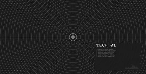 Concentric circle grid with target center on dark background. Futuristic radar 스톡 일러스트