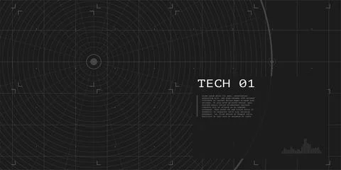 Concentric circle grid with target center on dark background. Futuristic radar 스톡 일러스트