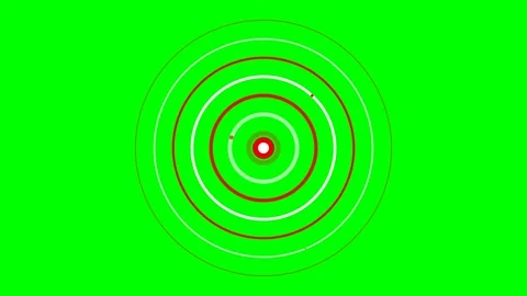 Concentric circle pattern with red and white rings on a bright green backdrop Stock Footage 341822657