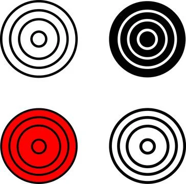 Concentric Circle Patterns in Black, White, and Red イラスト素材