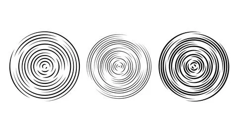 Concentric circle segments set. Rippled round patten background. Water or sound Stock Illustration
