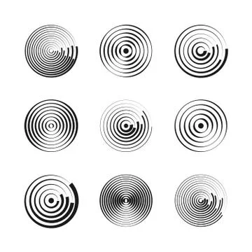 Concentric circles abstract geometric vector patterns. Circular shapes and round Stock Illustration