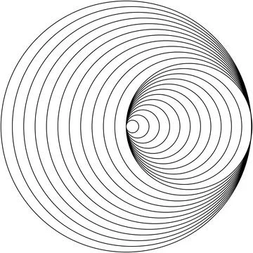 Concentric circles, abstract pattern of expanding black line circles. Stock Illustration