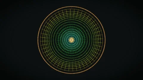 Concentric circles and grid lines create a detailed geometric pattern Stock Footage 336995253