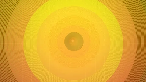 Concentric circles and grid pattern in red and yellow gradient background featur Stock Footage 330529907