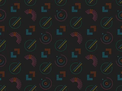 Concentric circles and  intersection on a seamless spring pattern. Stock Illustration