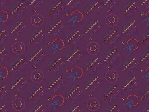 Concentric circles and  straight lines on a seamless spring pattern. Stock Illustration