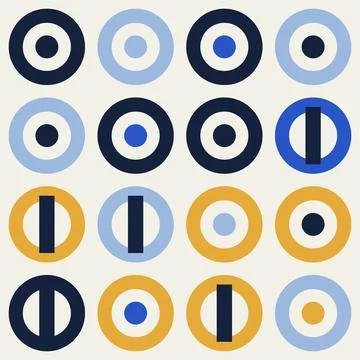Concentric circles and targets in blue yellow and navy perfect for abstract.. Stock Illustration