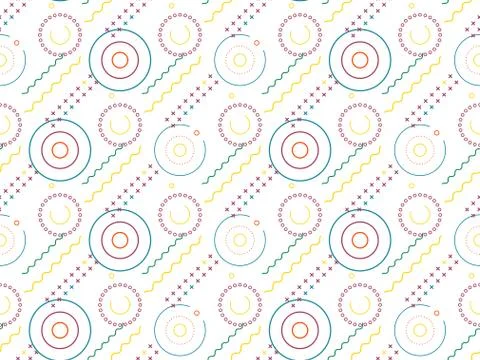 Concentric circles and  zigzag on a seamless spring pattern. Stock Illustration