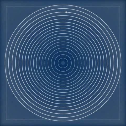 Concentric Circles on Blue Background: Abstract Geometric Pattern, Science,.. Stock Footage 347809930