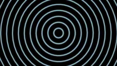 Concentric circles in blue on black background, creating optical illusion Stock Footage 336591322
