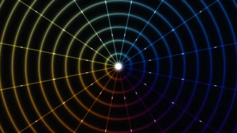 Concentric circles in bright colors radiate from the center Stock Footage 338010145