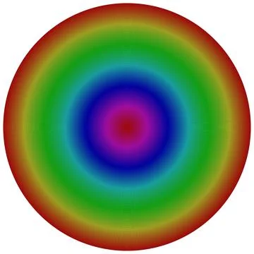 Concentric circles colored gradually in a rainbow gradient style on a white.. Stock Photos