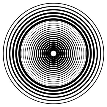 Concentric circles, concentric rings circular pattern. Abstract black and whi Stock Illustration