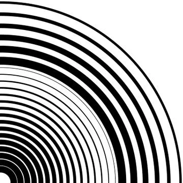 Concentric circles, concentric rings circular pattern. Abstract black and whi Stock Illustration