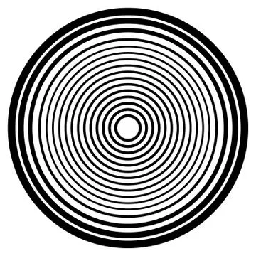 Concentric circles, concentric rings circular pattern. Abstract black and whi Stock Illustration