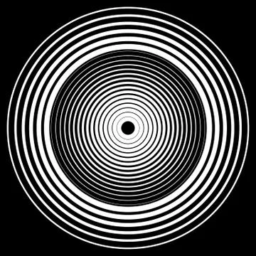 Concentric circles, concentric rings circular pattern. Abstract black and whi 스톡 일러스트