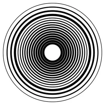 Concentric circles, concentric rings circular pattern. Abstract black and whi イラスト素材