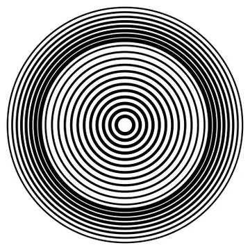 Concentric circles, concentric rings circular pattern. Abstract black and whi Stockillustratie