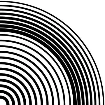 Concentric circles, concentric rings circular pattern. Abstract black and whi Stock Illustration