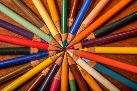 Concentric circles of crayons Stock Photos