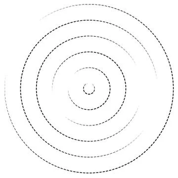 Concentric circles with dashed lines. Circular spiral element Ilustração Stock