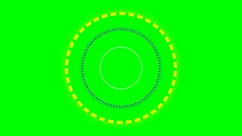 Concentric circles with dashed yellow and solid blue lines on green screen Stock Footage 341823598