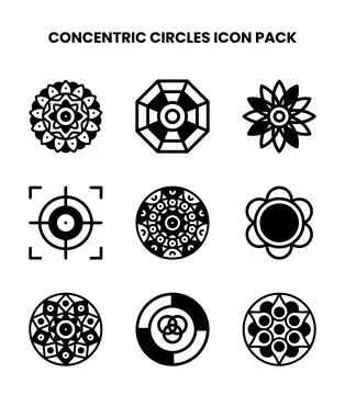 Concentric Circles DuoTone Icons Pack Stock Illustration