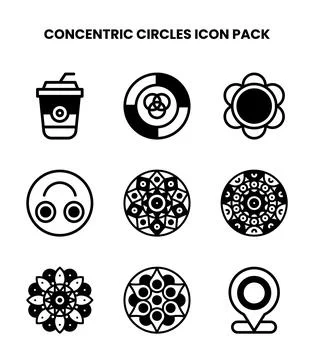 Concentric Circles DuoTone Icons Pack Stock Illustration