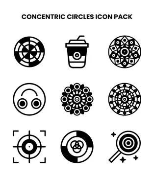 Concentric Circles DuoTone Set Icons Pack Stock Illustration