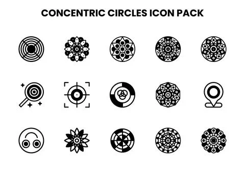 Concentric Circles DuoTone UI Icons Pack Stock Illustration