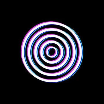 Concentric circles experiencing a chromatic aberration effect Illustrazione stock