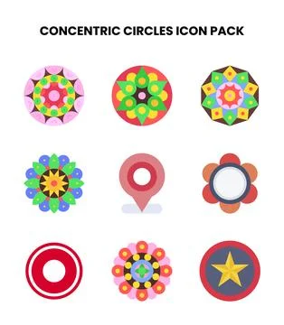 Concentric Circles Flat Design Icons Pack Ilustración de archivo