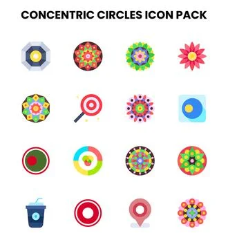 Concentric Circles Flat Graphics Icons Pack イラスト素材