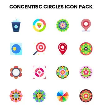 Concentric Circles Flat Graphics Icons Pack Stock Illustration
