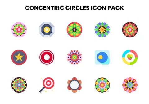 Concentric Circles Flat Icons Pack イラスト素材
