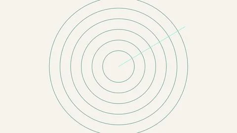Concentric circles geometric pattern with radial line on white background Stock Illustration