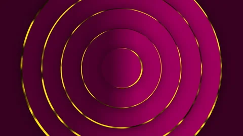 Concentric circles of gold on a pink gradient background Stock Footage 285101152