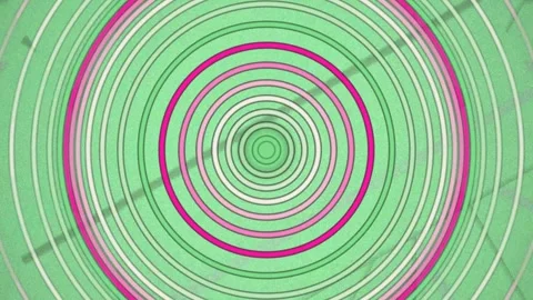 Concentric circles green abstract background featuring and bright pink rings, cr Vidéo 330529856